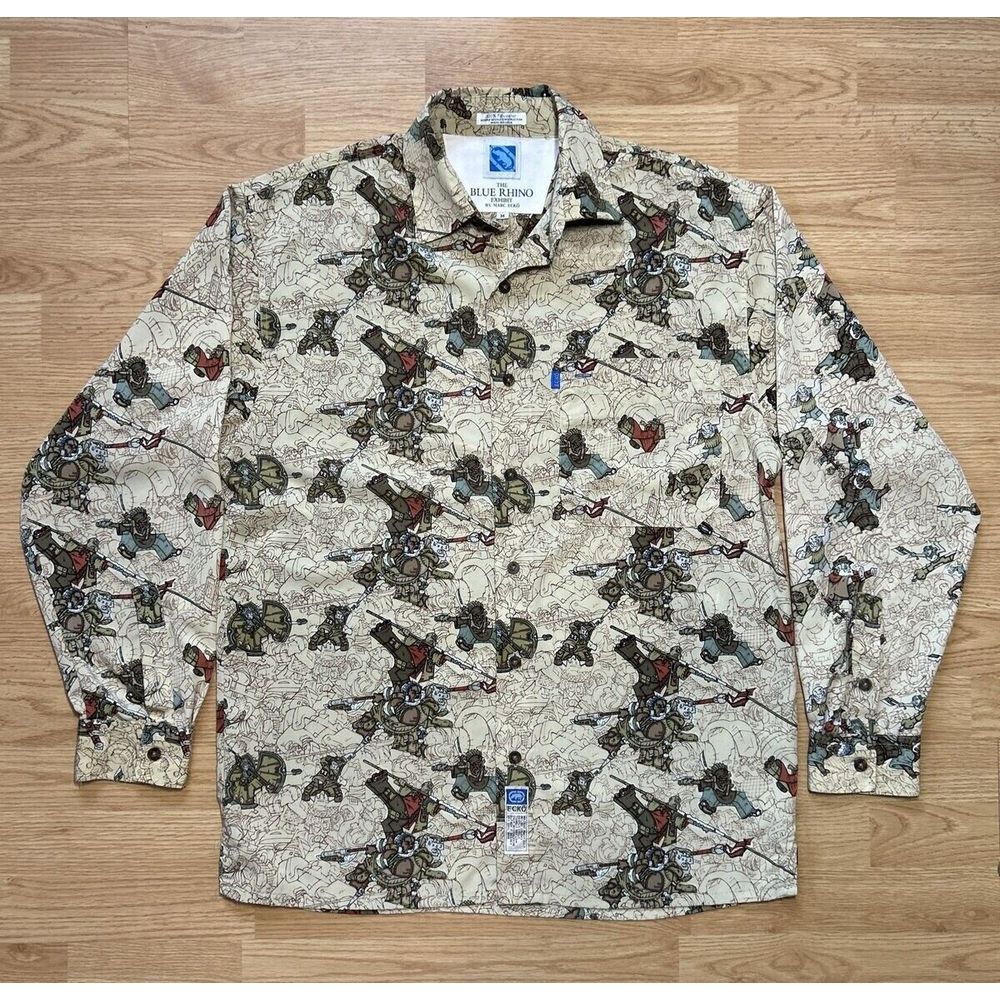 Vintage Marc Ecko Mens Medium The Blue‎ Rhino Exhibit Long Sleeve Shirt *Rare*